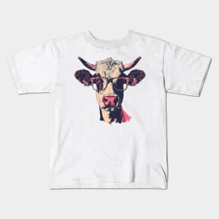 Holstein Haute Couture: The Chic Spectacled Cow Tee Kids T-Shirt